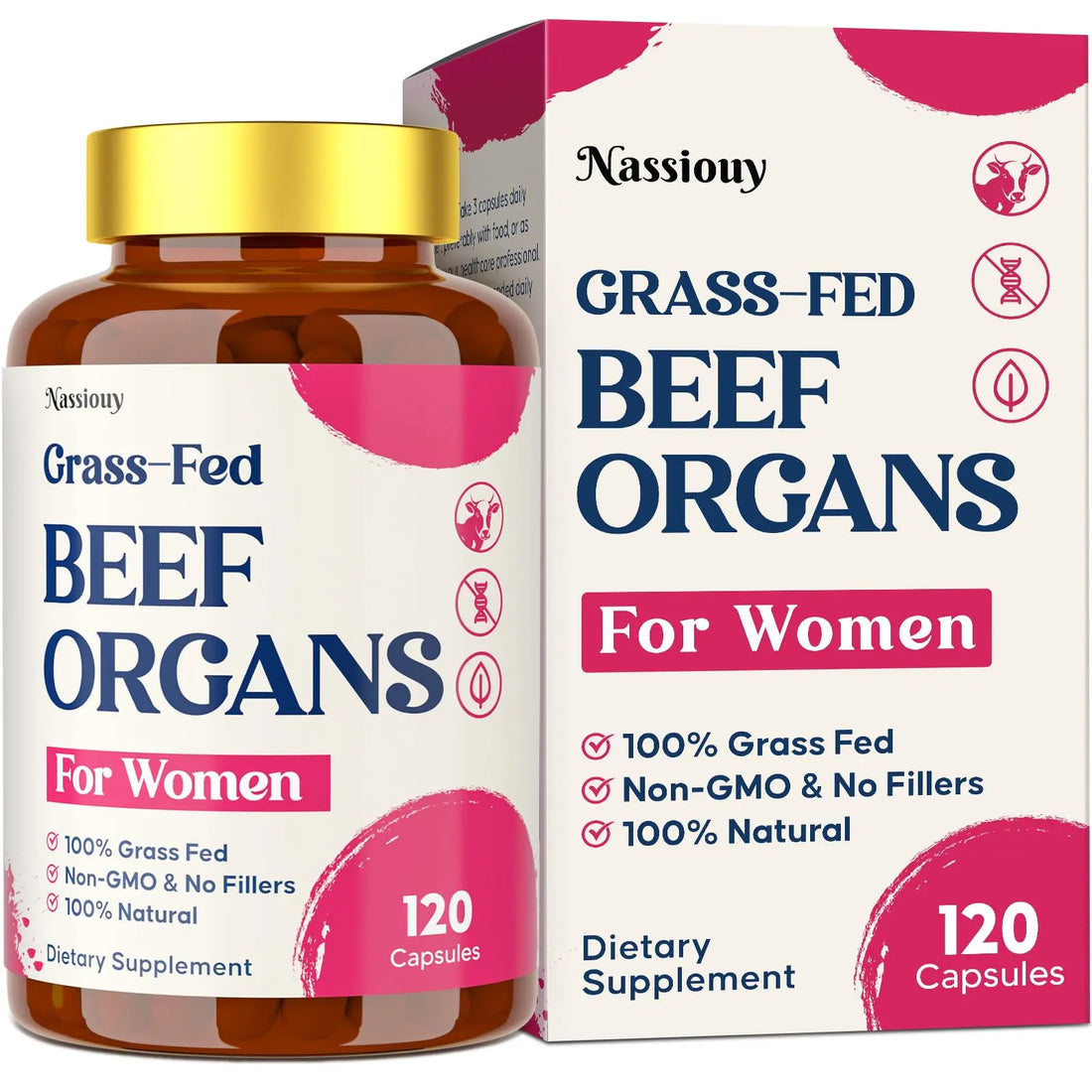 12-In-1 Beef Organ Supplement for Women - Beef Liver, Uterus, Kidney, Heart, Pancreas, 5 Vitamins & 2 Herbs, Hormone Balance, Menstruation, Energy, Immune - 100% Grass Fed, Pasture Raise - 120 Caps Nassiouy uk supplements