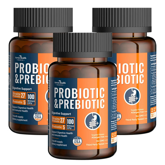 Anven Health 100 Billion Probiotics for Men and Women 27 Strains 5 Organic Prebiotics for Gut Digestive & Immune Health, Supports Diarrhea Gas Bloating Anven HealthAU supplements