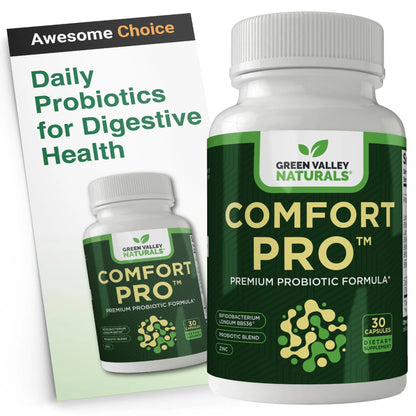 ComfortPro™ Daily Probiotics for Digestive Health | Constipation Relief & Bloating Support for Women & Men | Gut Cleanse with Zinc | Helps Reduce Gas & Promotes Digestive Regularity | Valley Formula GREEN VALLEY NATURALSAu supplements