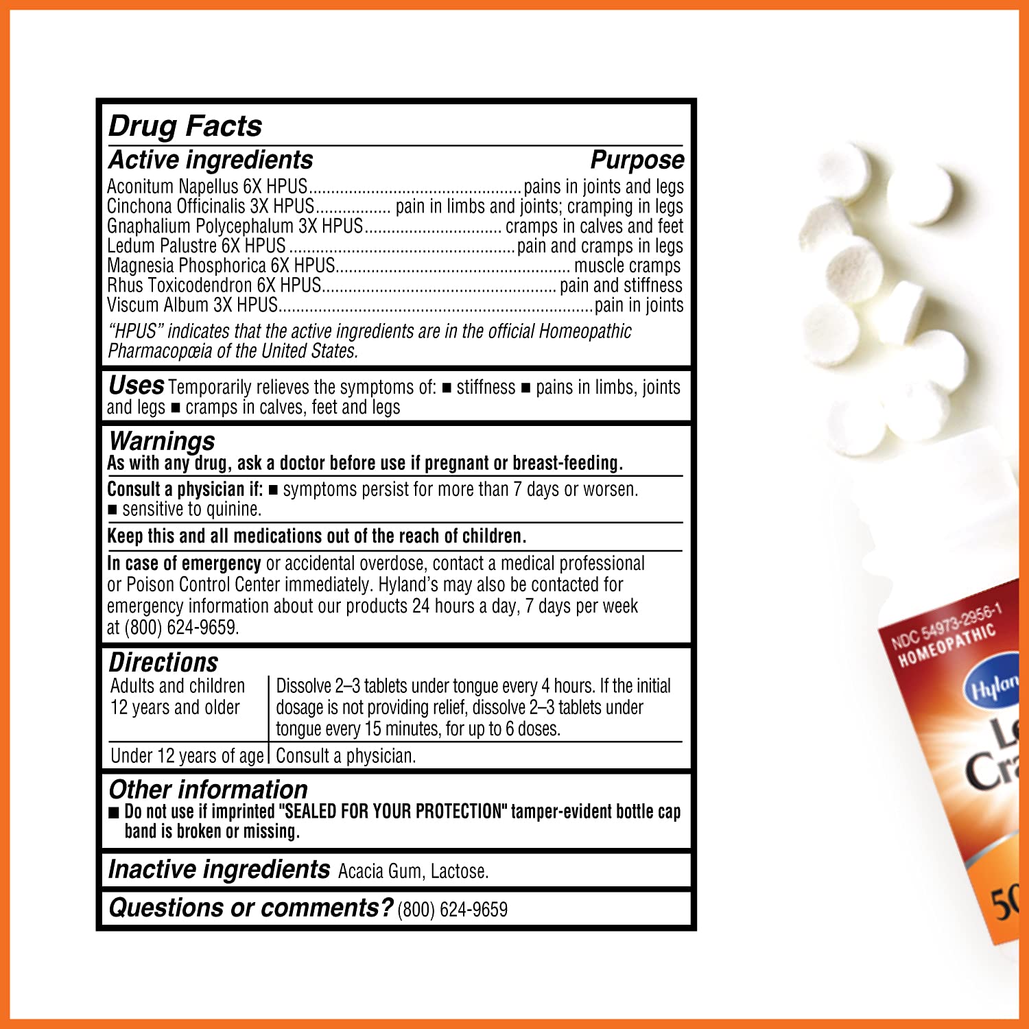 Hyland's Leg Cramps, Relief of Leg, Calf, Charley Horses, and Foot Cramps, 50 Quick-Dissolving Tablets Hyland's Au supplements
