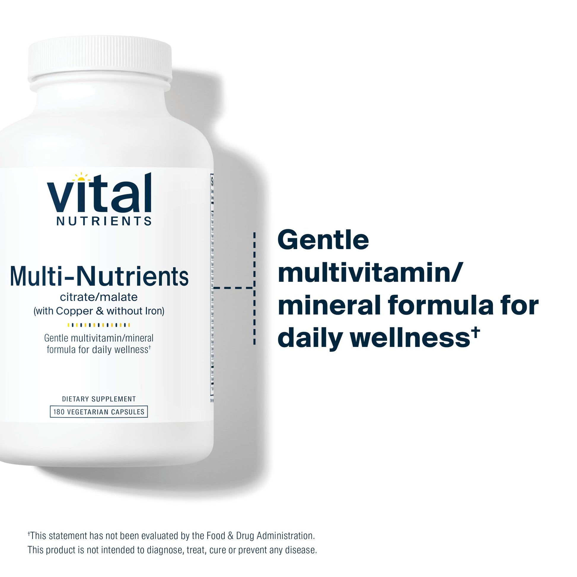 Vital Nutrients - Multi-Nutrients 2 - Citrate/Malate Formula (with Copper and Without Iron) - Multi-Vitamin/Mineral, Potent Antioxidants, Gentle Bioavailable Form - 180 Vegetarian Capsules per Bottle Vital Nutrients Au supplements