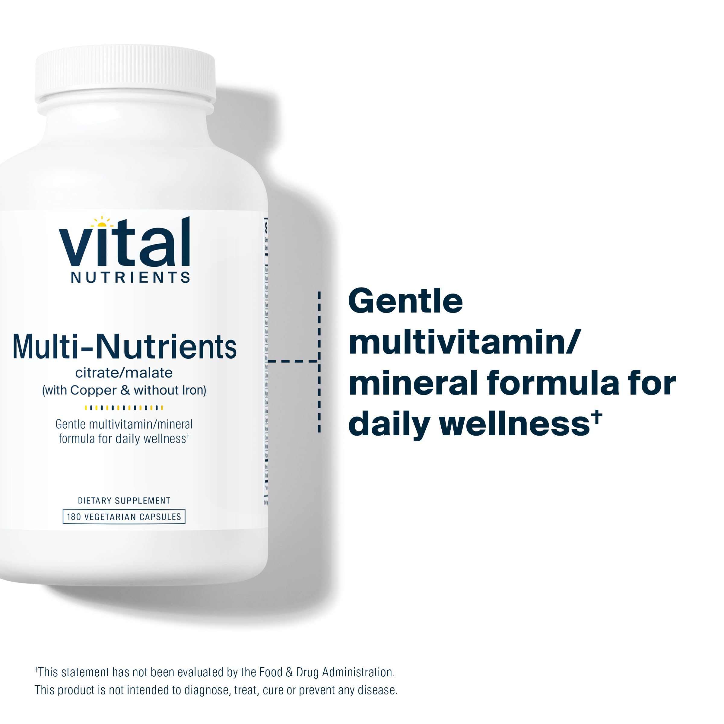 Vital Nutrients - Multi-Nutrients 2 - Citrate/Malate Formula (with Copper and Without Iron) - Multi-Vitamin/Mineral, Potent Antioxidants, Gentle Bioavailable Form - 180 Vegetarian Capsules per Bottle Vital Nutrients Au supplements
