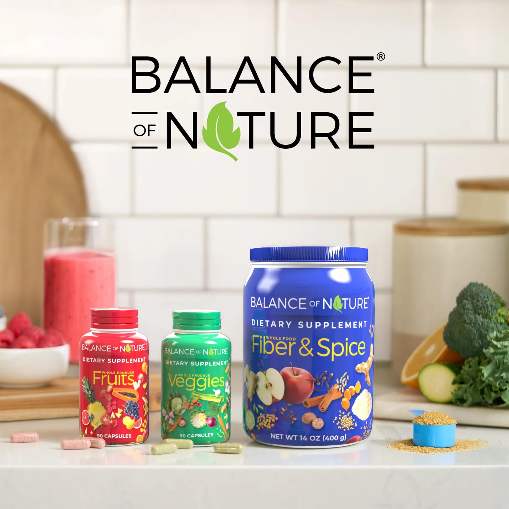 Balance of Nature Whole Health System - Whole Food Fruits & Veggies and Fiber & Spice Supplements - 30 Servings Each Balance of Nature Au supplements