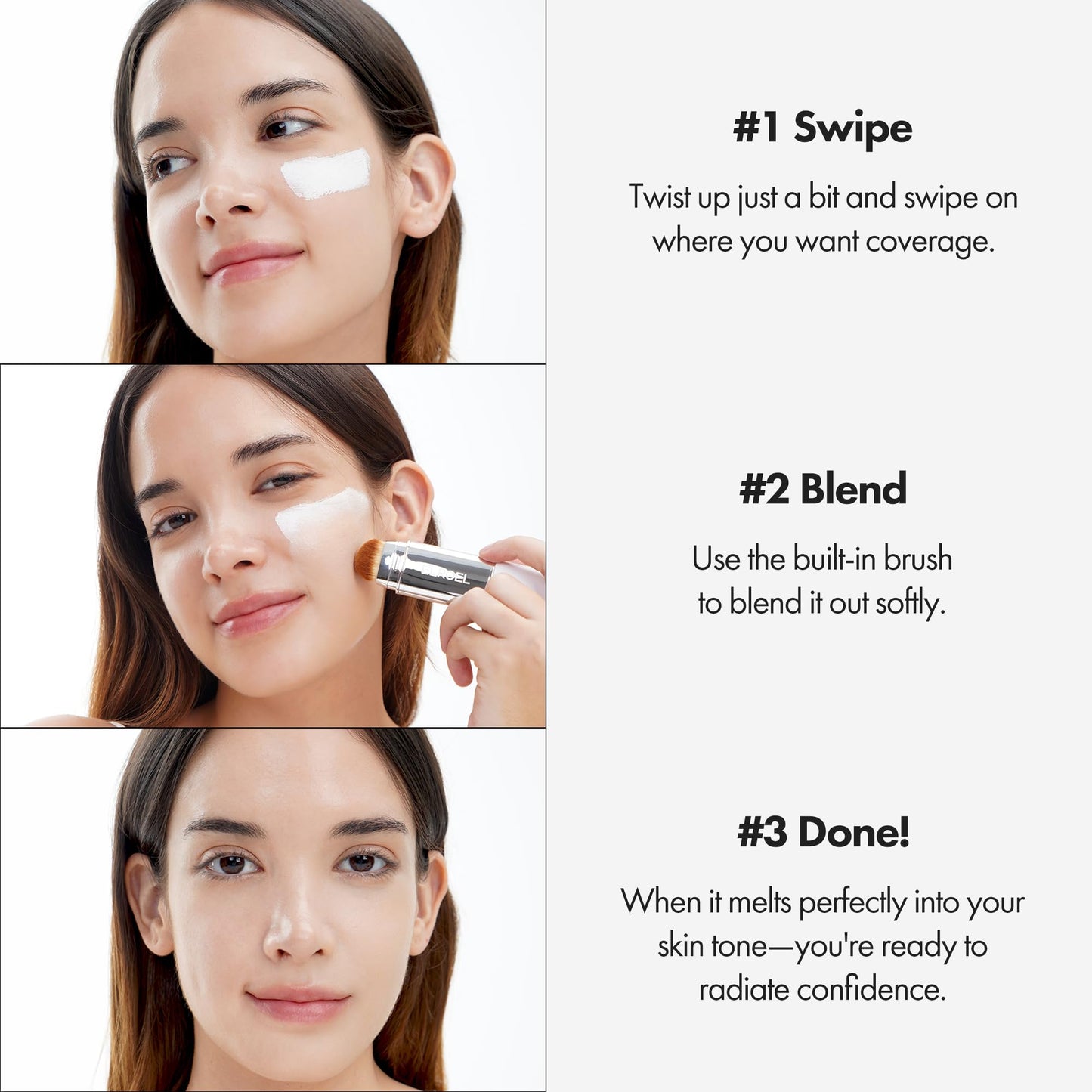 ELROEL Blanc Cover Cream Stick V White - Korean Color-Changing Foundation Stick with Volufiline - Medium to Full Coverage Dewy Finish Base Makeup - Dual-Ended with Detachable Brush (202 Natural) ELROELAu supplements