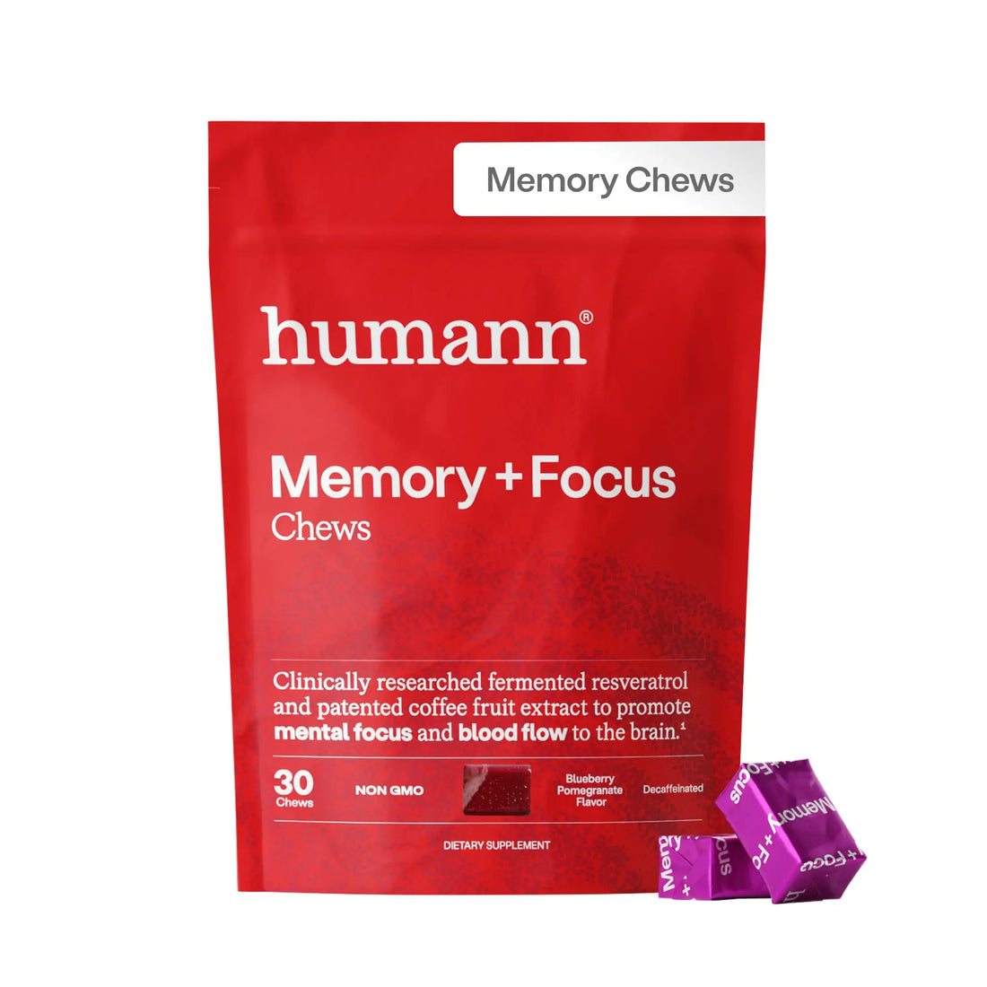 Humann Memory and Focus Chews, Brain Supplement for Mental Alertness with Beet Root Powder, Clinically Studied Nootropics, Resveratrol Plus Beet Root Powder Humann uk supplements