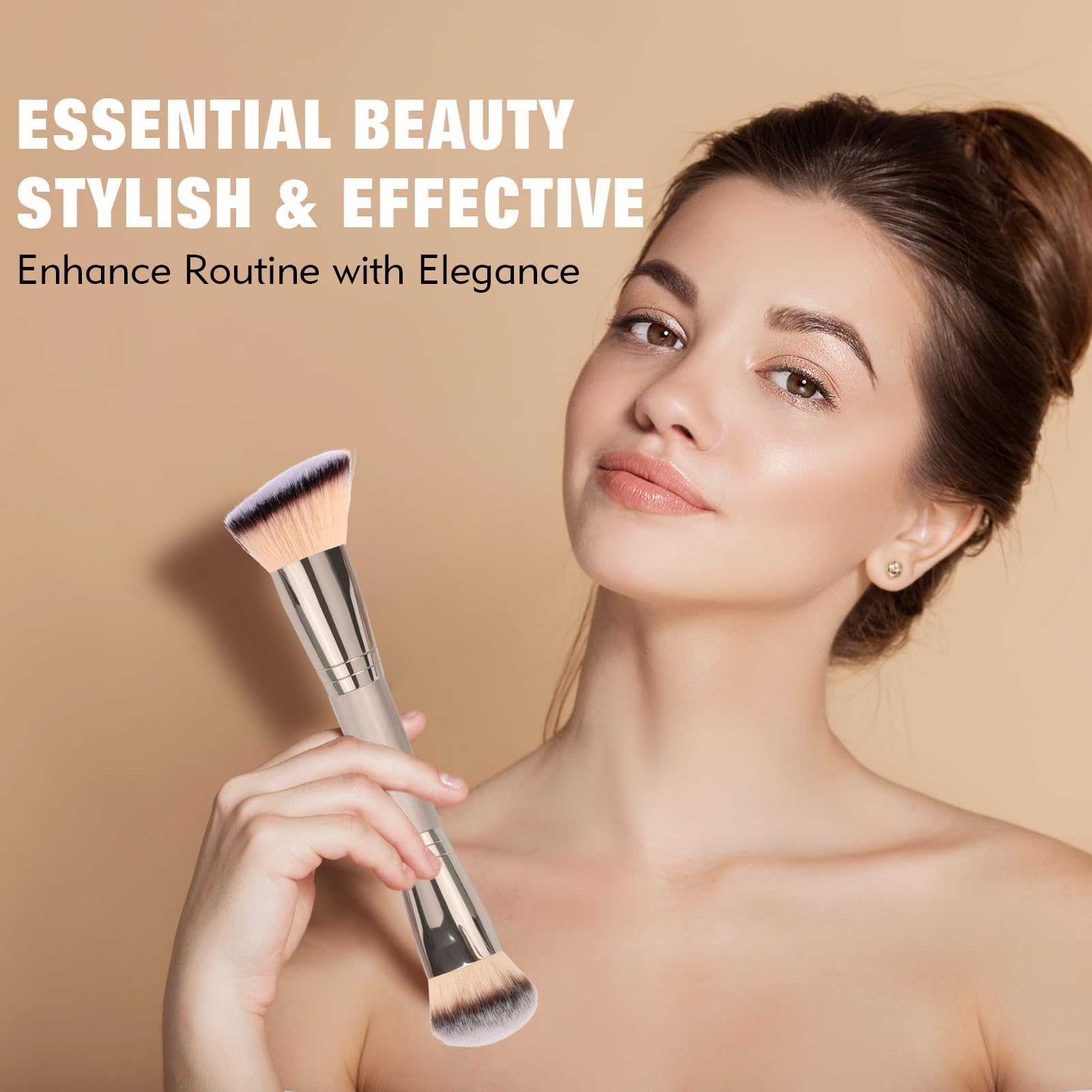 Dual-Ended Foundation Brush: Round & Angled Pro-Grade makeup brushes, 100% Vegan Synthetic Makeup Brush for Flawless Blending and Application of Liquid, Powder, Cream, Blush dpolla Au supplements