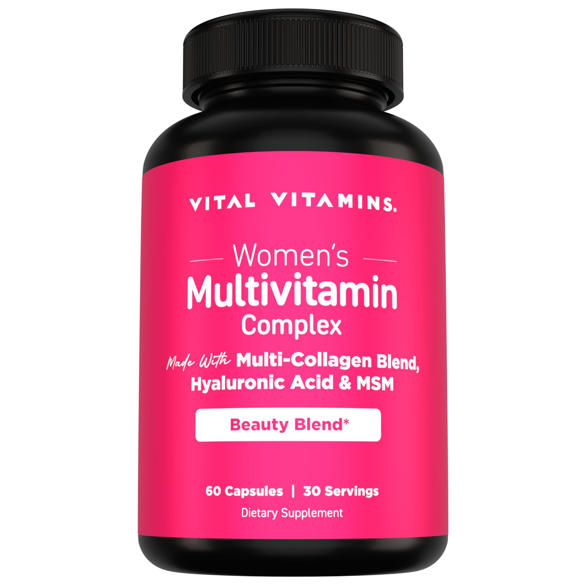 Vital Vitamins Women's Multivitamin Complex - Made with Multi-Collagen Blend, Hyaluronic Acid, & MSM - Beauty Multivitamins - with Vitamin A, C, E, B6, B12, D3-60 Capsules Vital Vitamins Au supplements