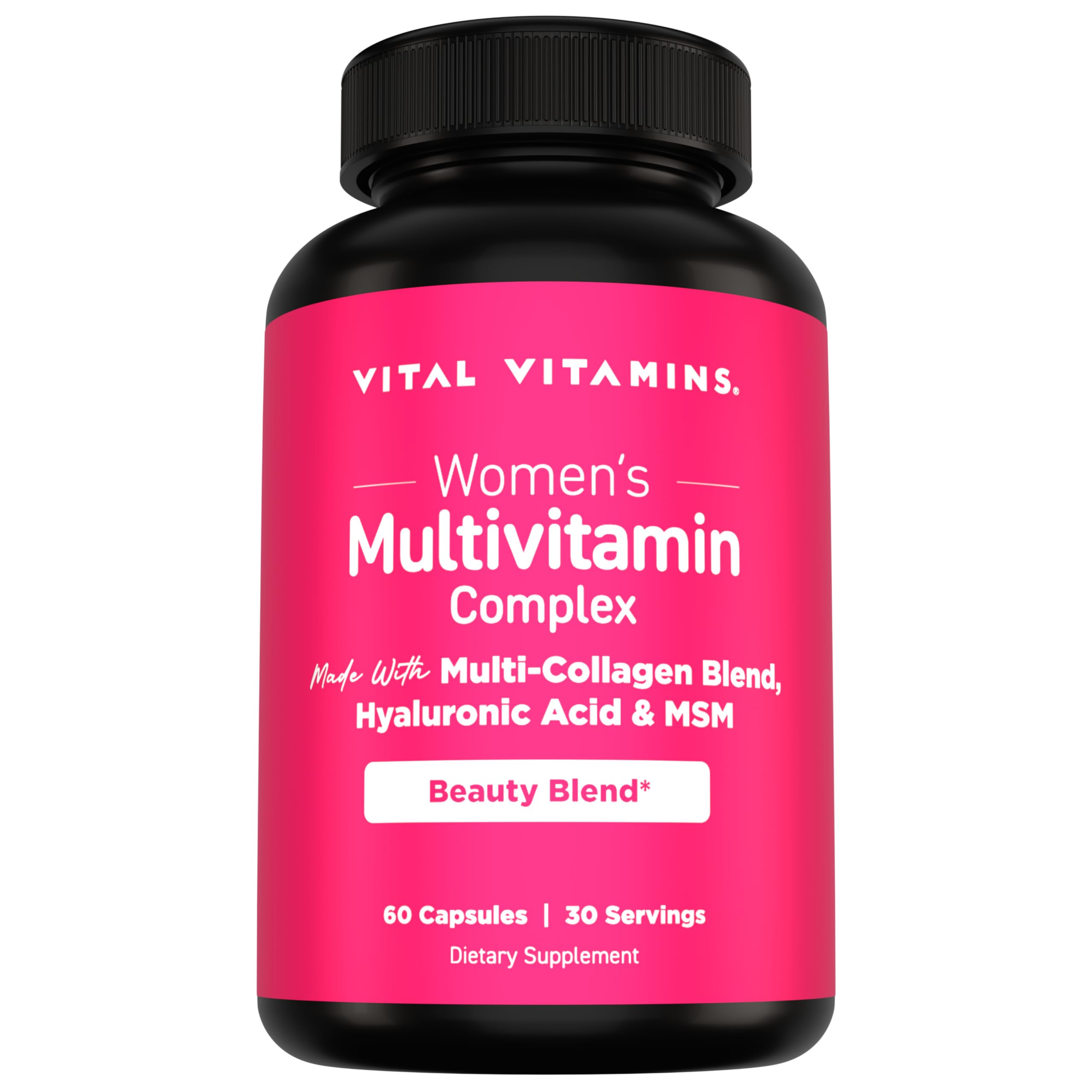 Vital Vitamins Women's Multivitamin Complex - Made with Multi-Collagen Blend, Hyaluronic Acid, & MSM - Beauty Multivitamins - with Vitamin A, C, E, B6, B12, D3-60 Capsules Vital Vitamins Au supplements