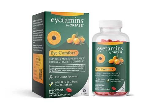 eyetamins® by OPTASE® Eye Comfort™ - 60 Softgels - Eye Doctor Recommended - an Omega-Based Eye Supplement formulated to Support Moisture Balance and Eye Comfort from Within. Plant Based Soft gels. eyetaminsAu supplements