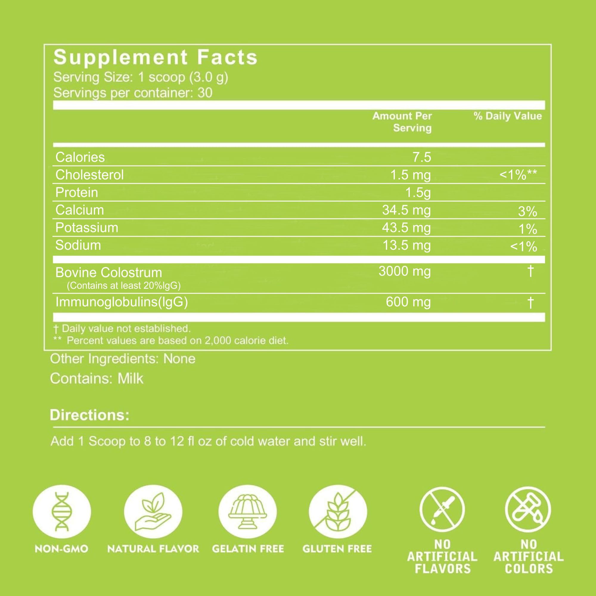VITINITY Grass Fed Bovine Colostrum Powder for Humans 3000 mg - Natural IgG Colostrum Supplement Gut Health, Immune Support, Muscle Recovery, Wellness | Pure Colostrum Superfood,Unflavored 2 Pack VITINITY Au supplements