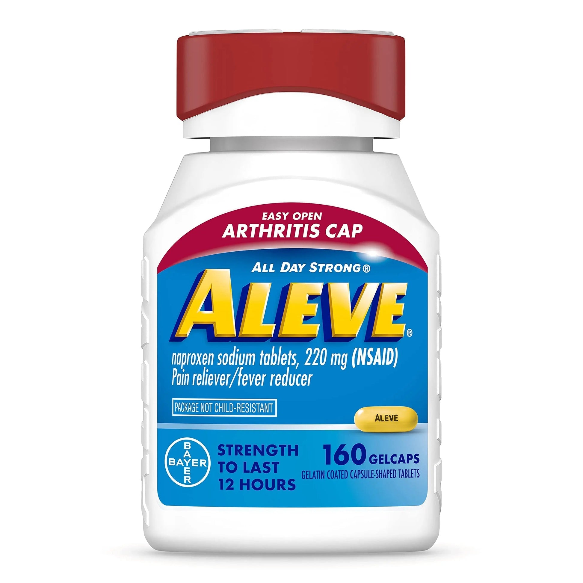 Aleve Gelcaps with Easy Open Arthritis Cap, Naproxen Sodium, Medication for Arthritis Pain, 160 Count Aleve Au supplements