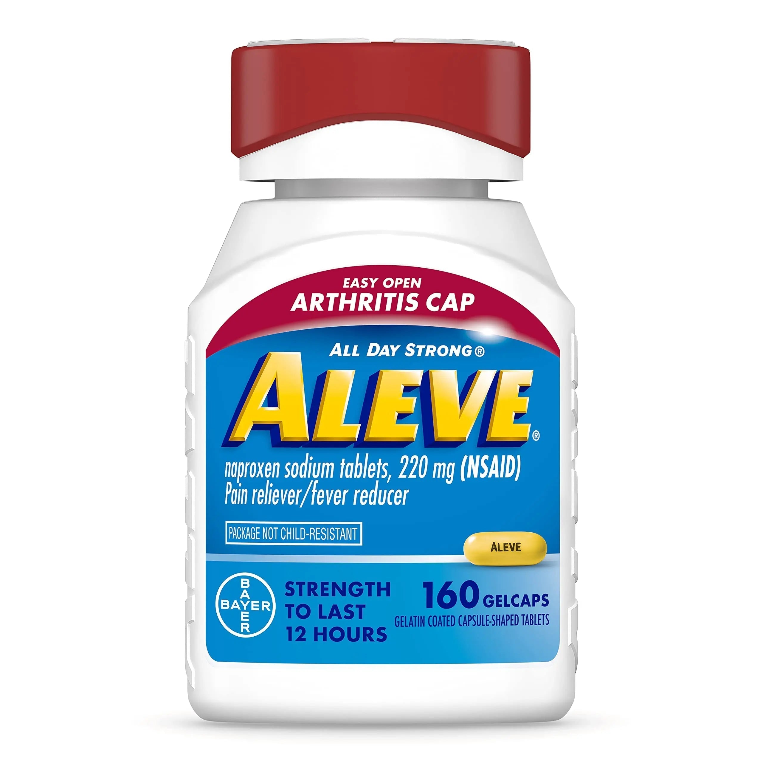 Aleve Gelcaps with Easy Open Arthritis Cap, Naproxen Sodium, Medication for Arthritis Pain, 160 Count Aleve Au supplements