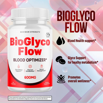 (2 Pack) BioGlyco Flow Blood Optimizer Capsules, Official BioGlyco Flow Pills with All Natural Ingredients, Advanced Health and Wellness Supplement with Maximum Strength Multivitamins (120 Capsules) MJOAu supplements