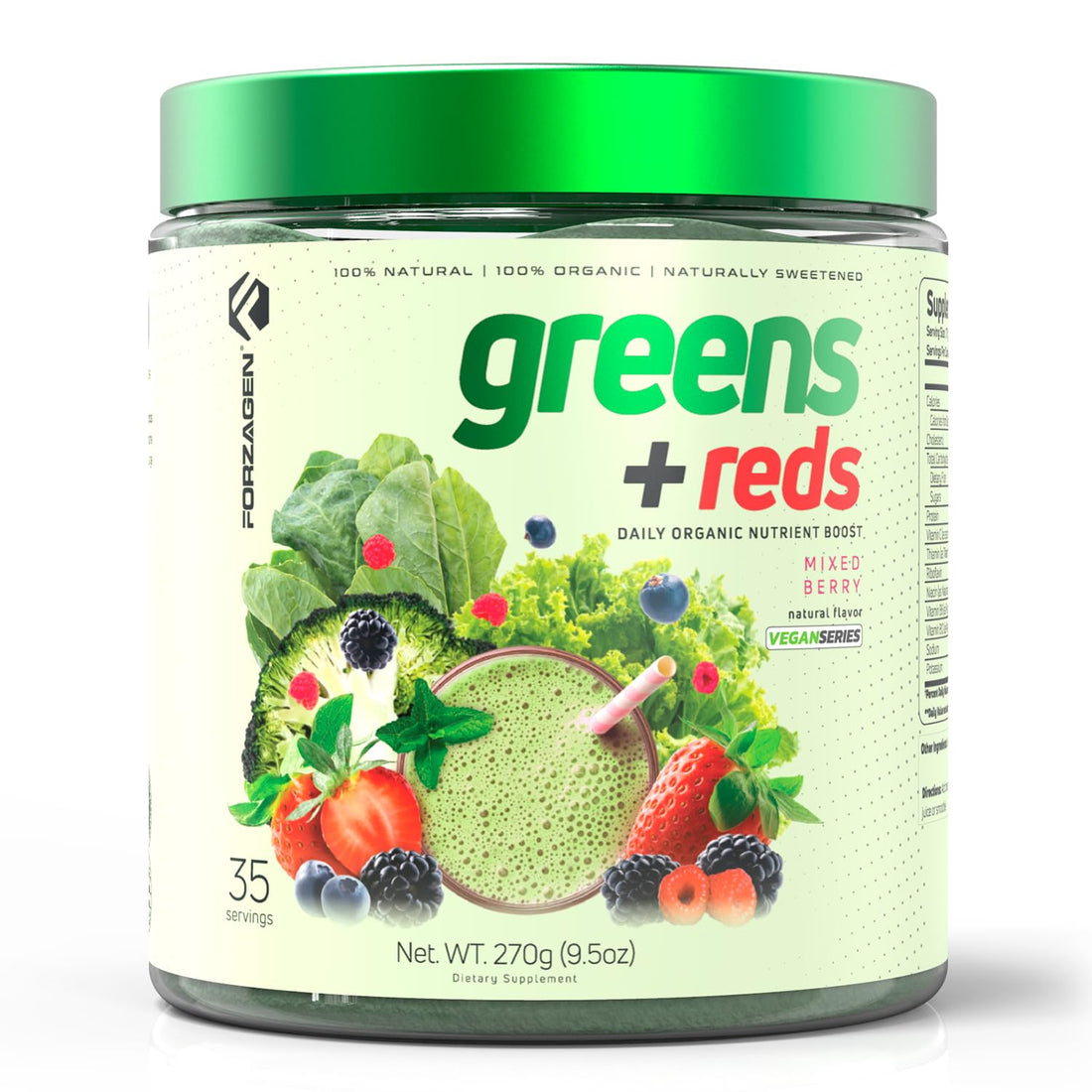 Forzagen Vegan Greens & Reds Superfood Powder - Organic Super Greens Powder | Premium Veggie Powder Supplement | 35 Servings Reds and Greens Superfood Powder Forzagen Au supplements