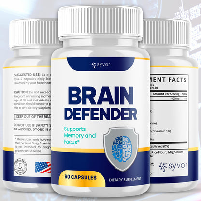(2 Pack) Brain Defender Supplement Pills, Official Brain Defender Advanced Formula Nootropic Capsules, All Natural Health and Wellness Support Formula Maximum Strength Braindefender (120 Capsules) SyvorAu supplements