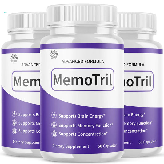 (3 Pack) Memotril Capsules, Official Memo Tril Supplement Pills with All Natural Ingredients, Advanced Memotril for Brain Health & Wellness Support with Premium Vitamins for Women & Men (180 Capsules) MJOAu supplements