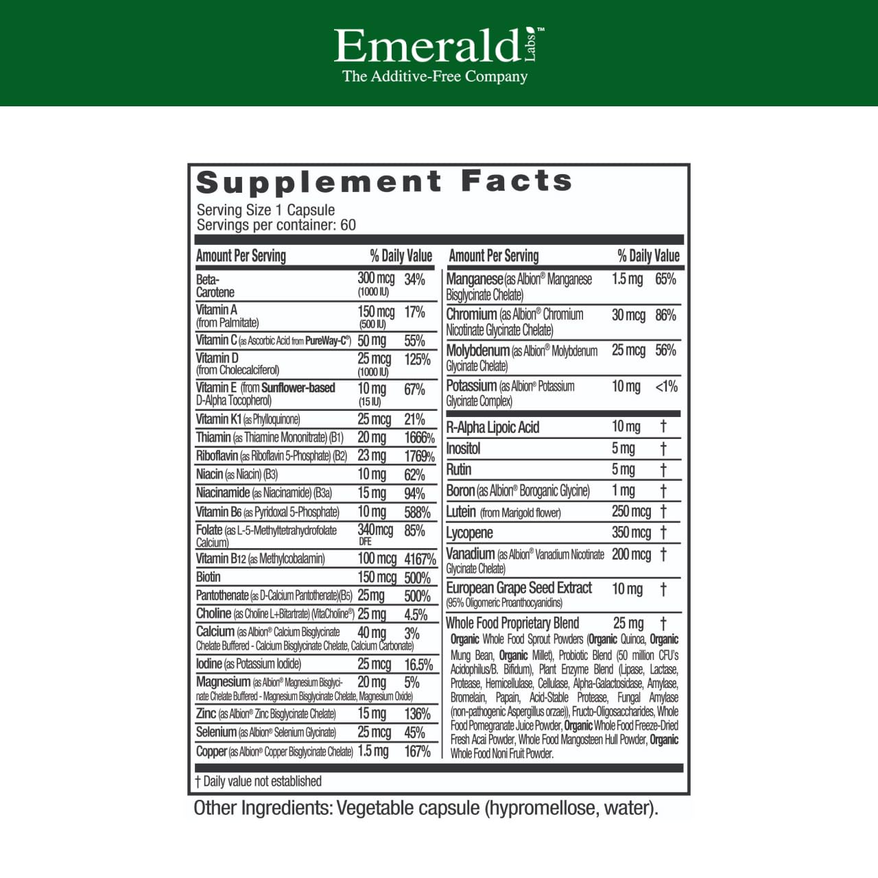 EMERALD LABS Men's 1 Daily Multi - Additive-Free Men's Multivitamin - Includes Lycopene, Zinc, Vitamin D3, & More EMERALD LABS Au supplements