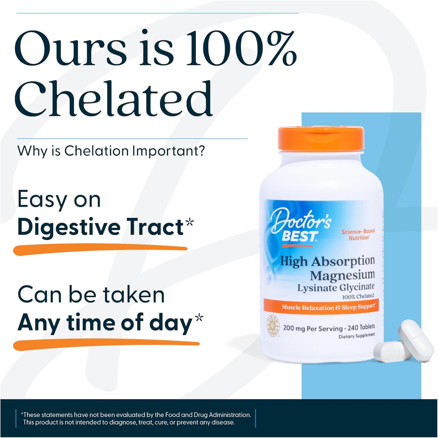 Doctor's Best High Absorption Magnesium Glycinate Lysinate Supplement for Sleep Support - Chelated Magnesium Tablets for Women & Men, 200mg per Serving, Supports Calm & Relaxation, Vegan - 120 Count Doctor's BEST Au supplements