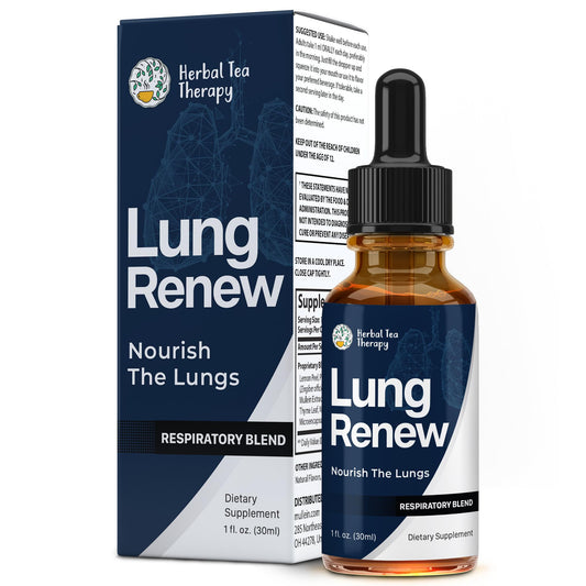Herbal Tea Therapy Lung Renew Mullein Drops for Lungs (1 fl. oz.): Peppermint, Thyme, & Mullein Leaf Extract for Lungs Detox & Daily Respiratory Comfort - GMO-Free & Made in USA Herbal Tea TherapyAu supplements