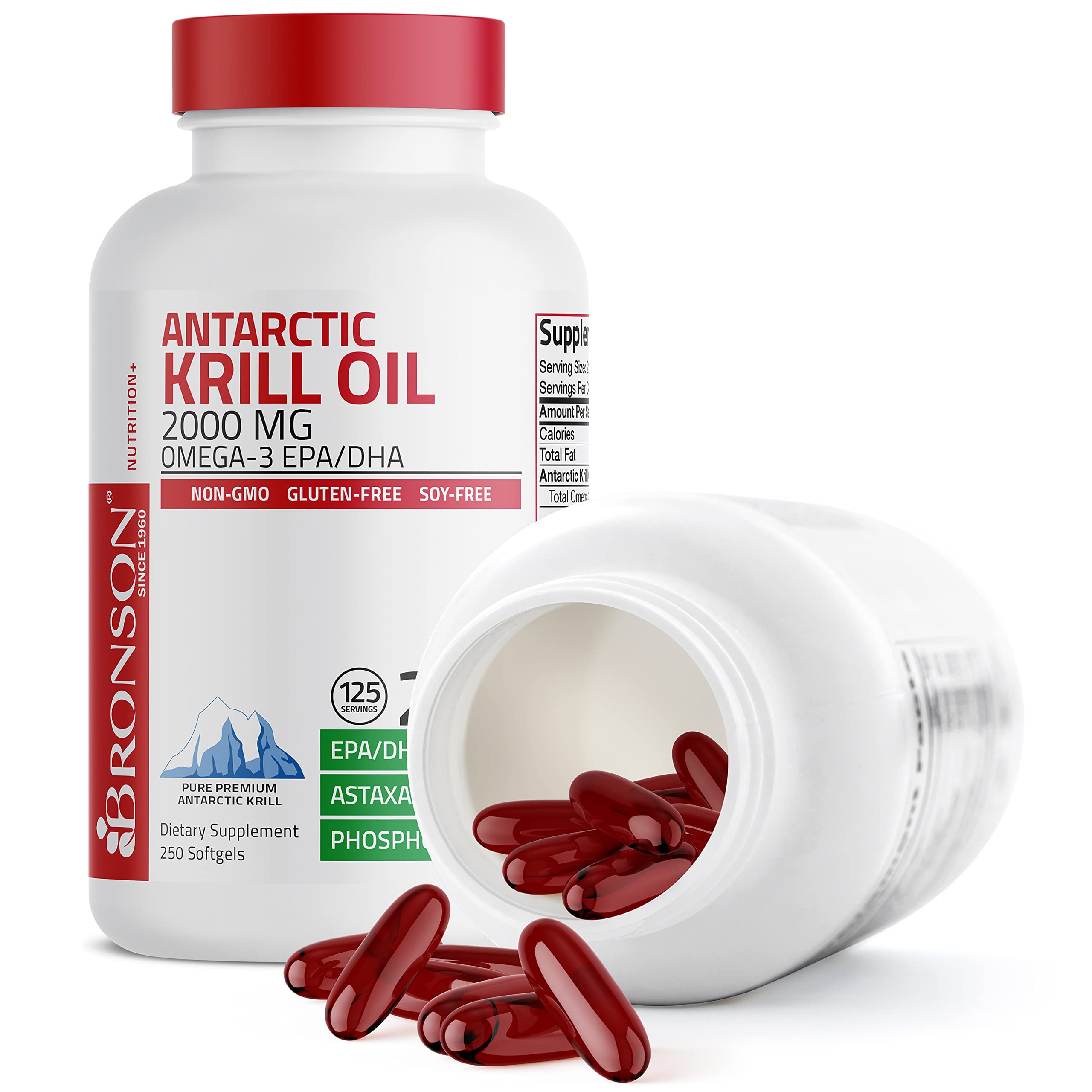 Bronson Antarctic Krill Oil 2000 mg with Omega-3s EPA, DHA, Astaxanthin and Phospholipi Bronson Au supplements
