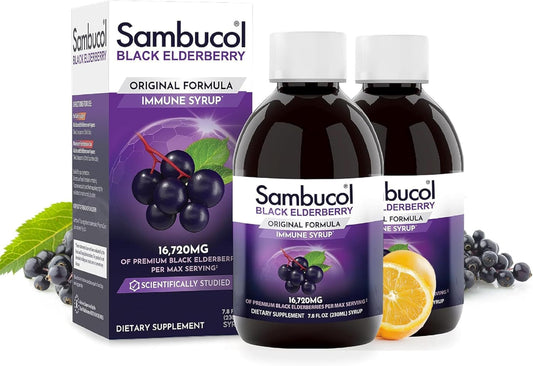 Sambucol Black Elderberry Syrup - Black Elderberry Liquid, Immune Support for Kids and Adults, High Antioxidants, Gluten Free SambucolUS supplements
