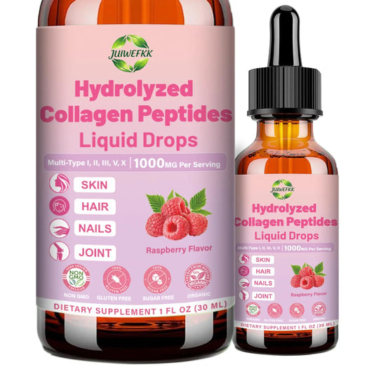 JUIWEFKK Hydrolyzed Collagen Peptides Liquid Organic Collagen Complex w. Biotin, Vitamin C & Hyaluronic Acid, Liquid Collagen Types I, II, III, IV, V for Hair, Skin, Nails & Joint Healthd JUIWEFKKAU supplements