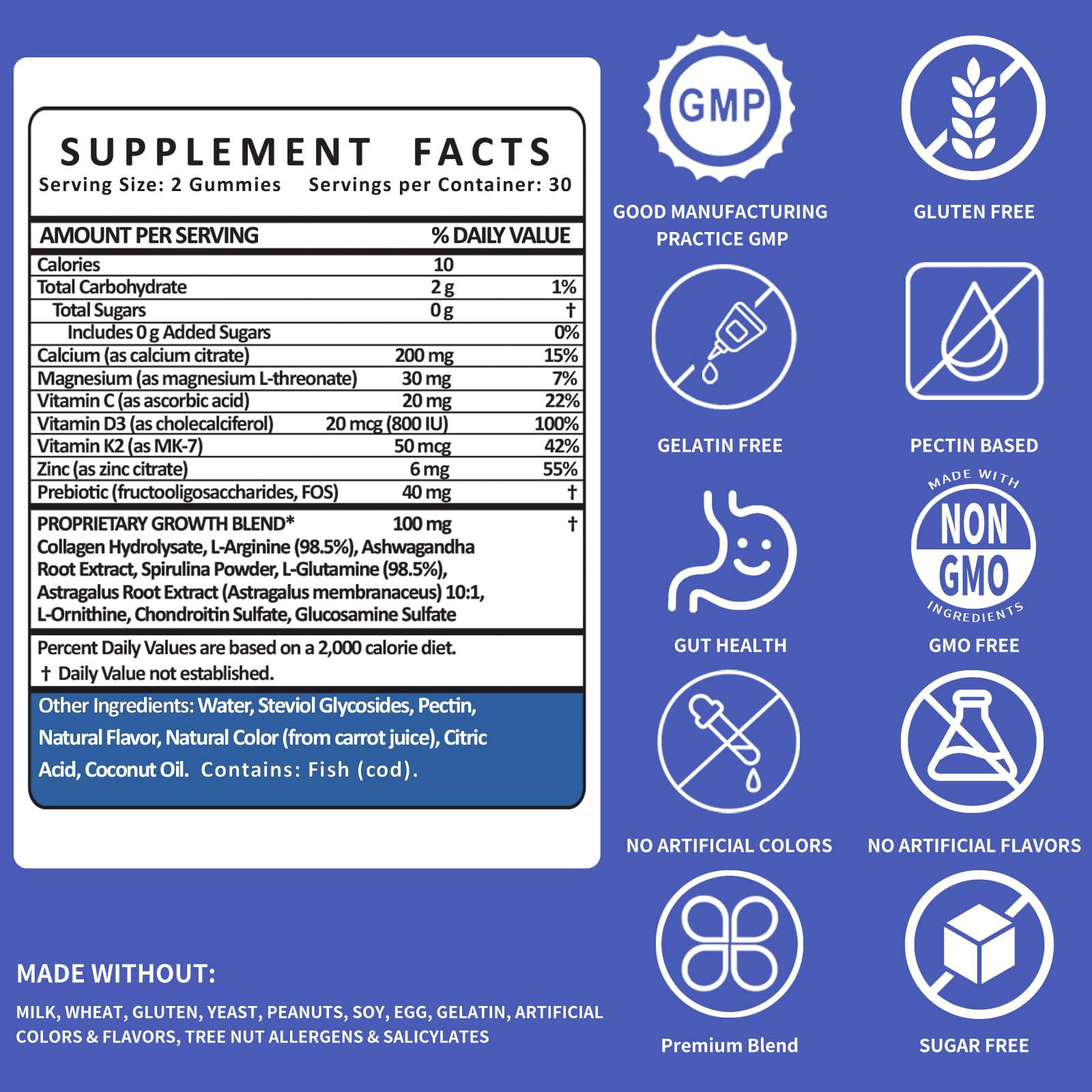 Height Growth Gummies for Kids & Teens – Sugar Free – Calcium, Prebiotic FOS, Magnesium, Vitamin D3, K2, Zinc, Ashwagandha – Bone Strength, Gut Health & Height Support Multivitamin – Strawberry Flavor CheeryLeaf Au supplements