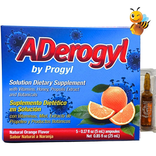 Aderogyl Oral Liquid Vitamins with A, C, D, E, Zinc, Bee Honey, Propolis, and Botanical Extracts - Natural Orange Flavor AderogylAU supplements