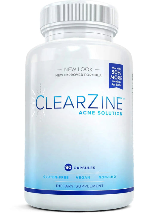ClearZine Acne Pills for Teens & Adults | Clear Skin Supplement, Vitamins for Hormonal & Cystic Acne | Stop Breakouts, Oily Skin and Zits, 90 Caps ClearZineAU supplements