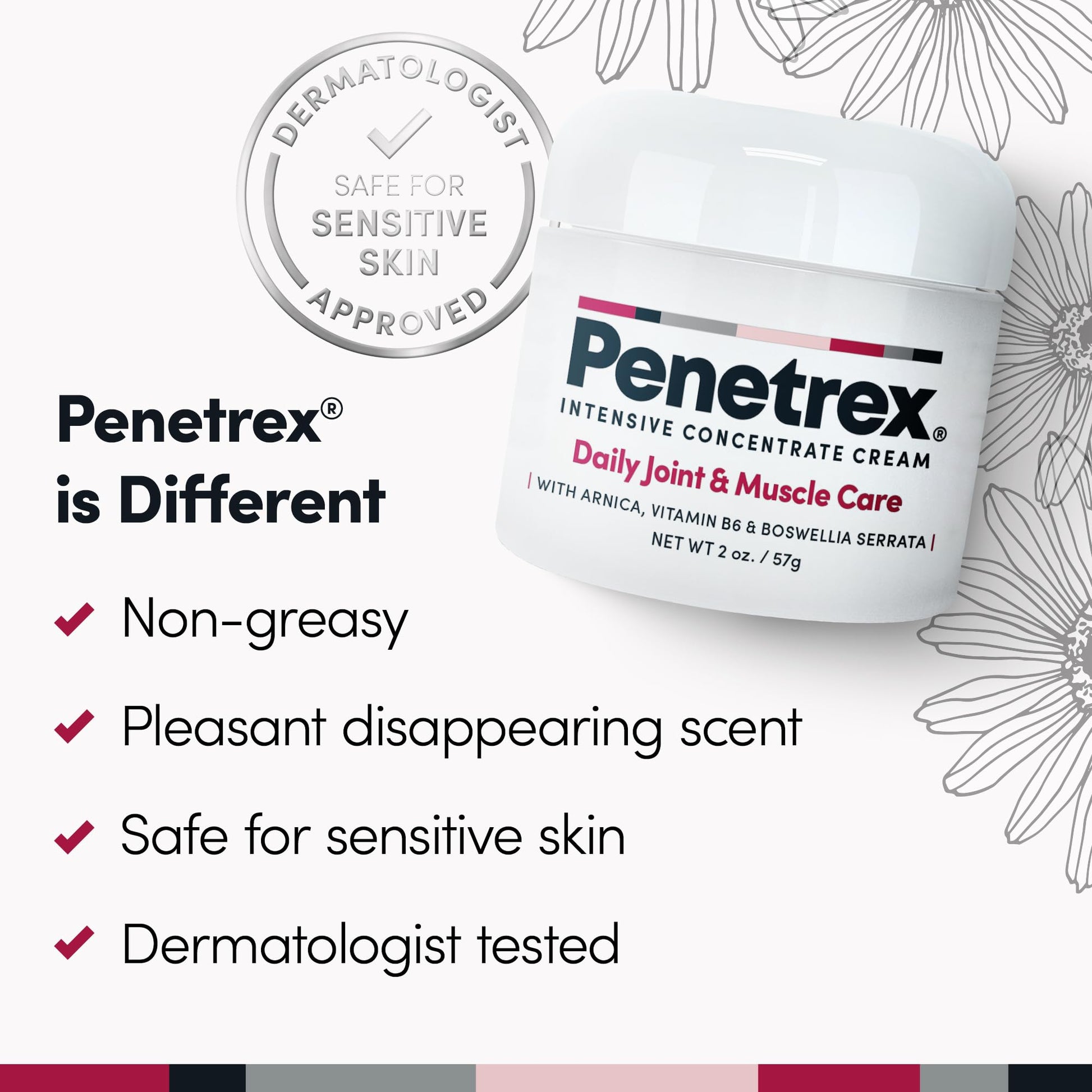 Penetrex Daily Joint & Muscle Care Cream – Soothing Botanical Formula with Arnica, Vitamin B6 & MSM – Lightweight Fast-Absorbing Cream for Everyday Movement - Non-Greasy - Light Scent- 2 oz Penetrex Au supplements