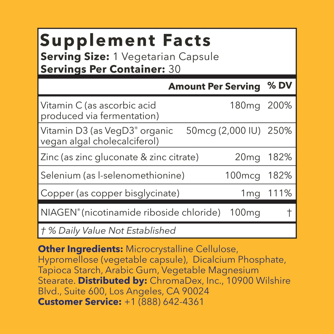 TRU NIAGEN NAD+ Immune Support Supplement - Daily Defense - Vitamin C, Vegan D3 2000 IU, Zinc, Selenium, Copper + 100mg NAD Plus Boosting Niagen NR - 30 Capsules TRU NIAGEN Au supplements