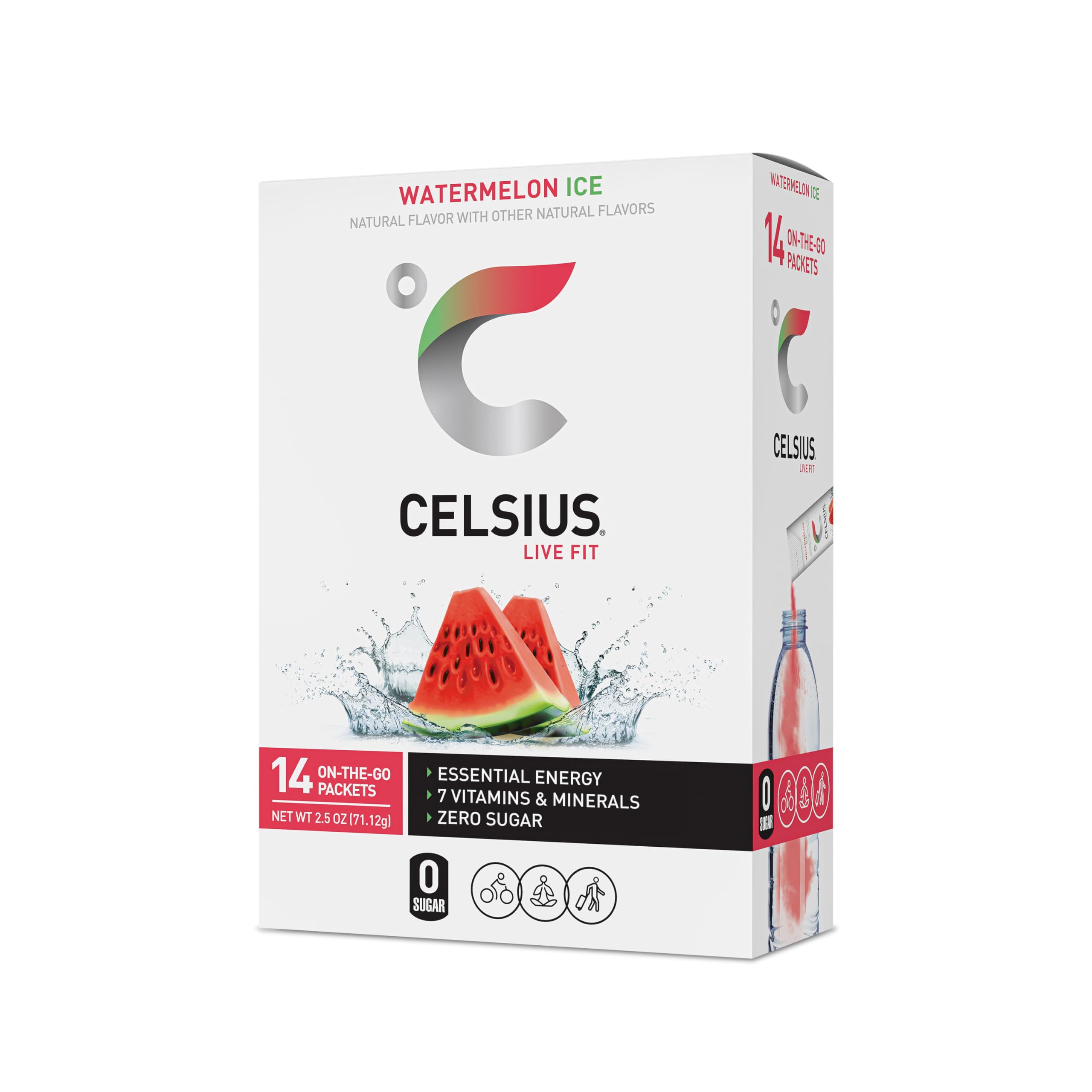 CELSIUS On-the-Go Powder Sticks Watermelon Ice, Essential Energy (14 Sticks per Pack) CELSIUS Au supplements