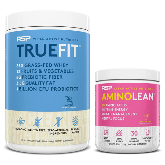 RSP NUTRITION TrueFit Protein Powder (Vanilla 2 LB) with AminoLean Pre Workout Energy RSP NUTRITIONUS supplements