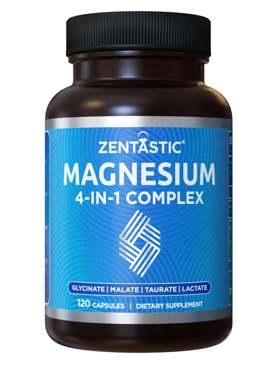 Zentastic Magnesium Complex 4-in-1 Supplement – Magnesium Glycinate, Malate, Taurate & Lactate – Chelated High Absorption for Nerves, ZentasticAU supplements
