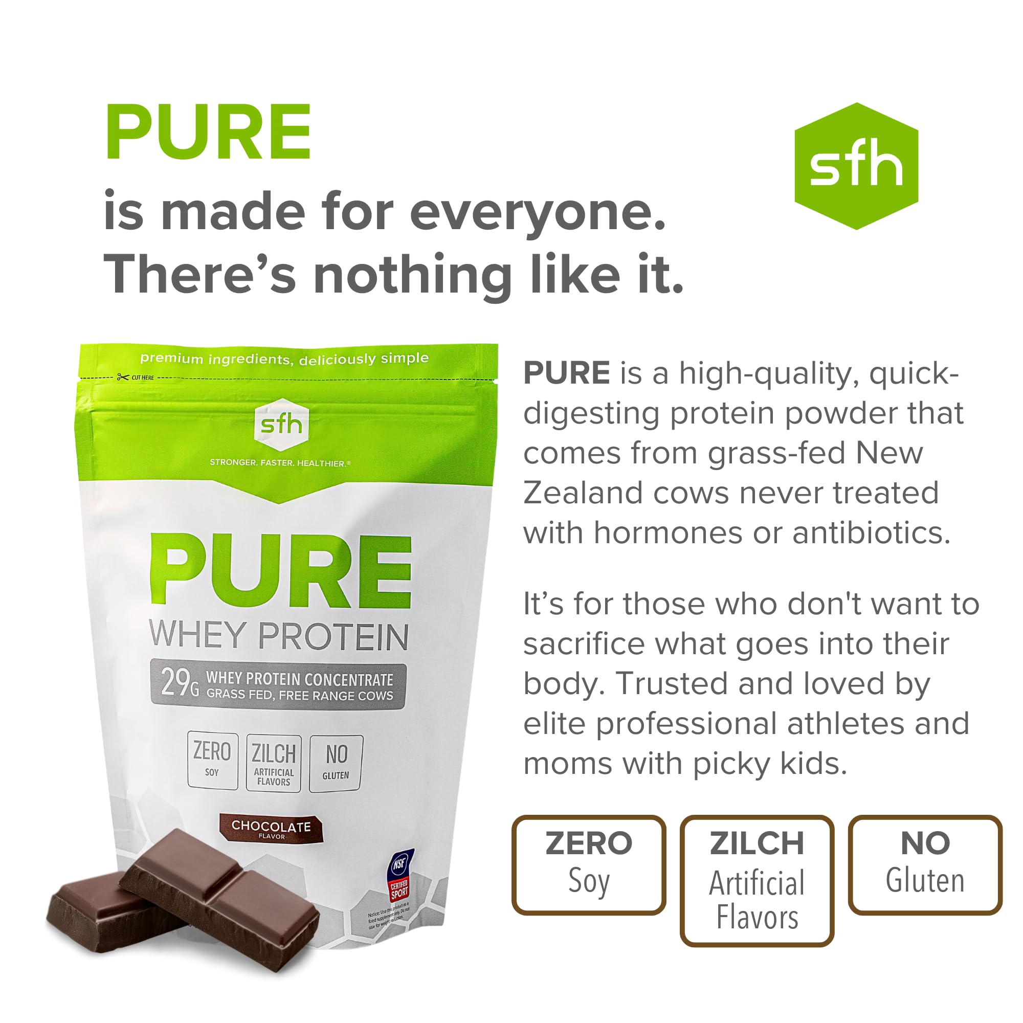SFH Pure Whey Protein Powder (Chocolate) Best Tasting 100% Grass Fed Whey SFH Au supplements