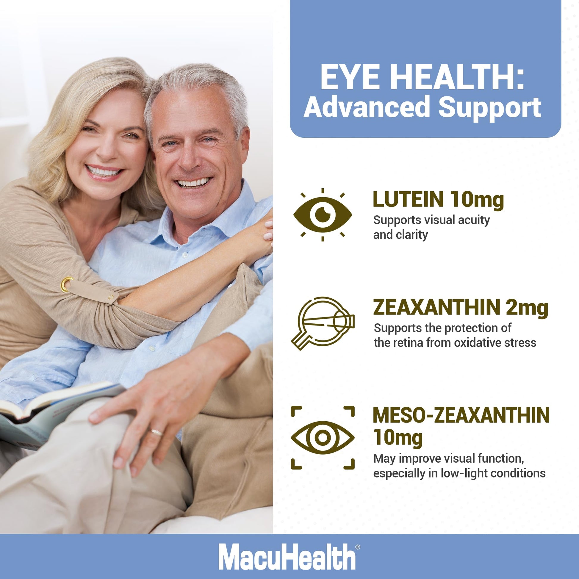 Macuhealth Plus+ Eye Vitamins Supplement for Adults - 90 Day Supply with Lutein, Zeaxanthin, and Meso-Zeaxanthin - Unflavored, Vitamin for Eyes Macuhealth Au supplements