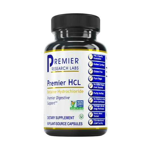 Premier Research Labs Premier HCL - Betaine HCL, Betaine Hydrochloride Supplement for Optimal Digestive Function, Nutrient Absorption, Betaine-HCL for Low Stomach Acid- 90 Vegetarian Capsules Premier Research LabsAU supplements