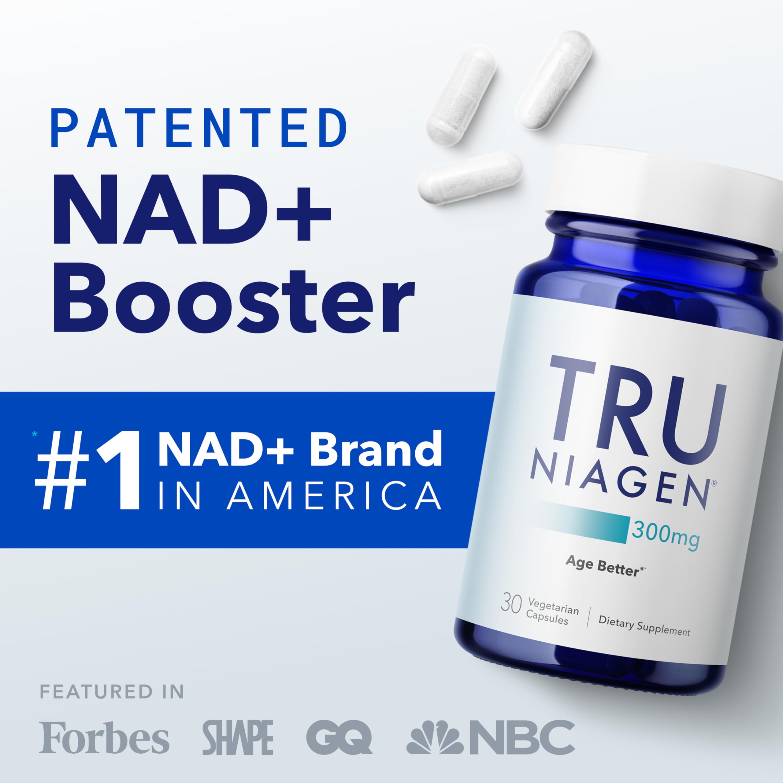 TRU NIAGEN Patented NAD Supplement for Brain Function, Anti Aging & Cell Regeneration, 300mg Niagen, 30 Servings | Supports Cellular Energy, Muscle | Nicotinamide Riboside (NR) Take 1 Daily | 1 Bottle TRU NIAGEN Au supplements