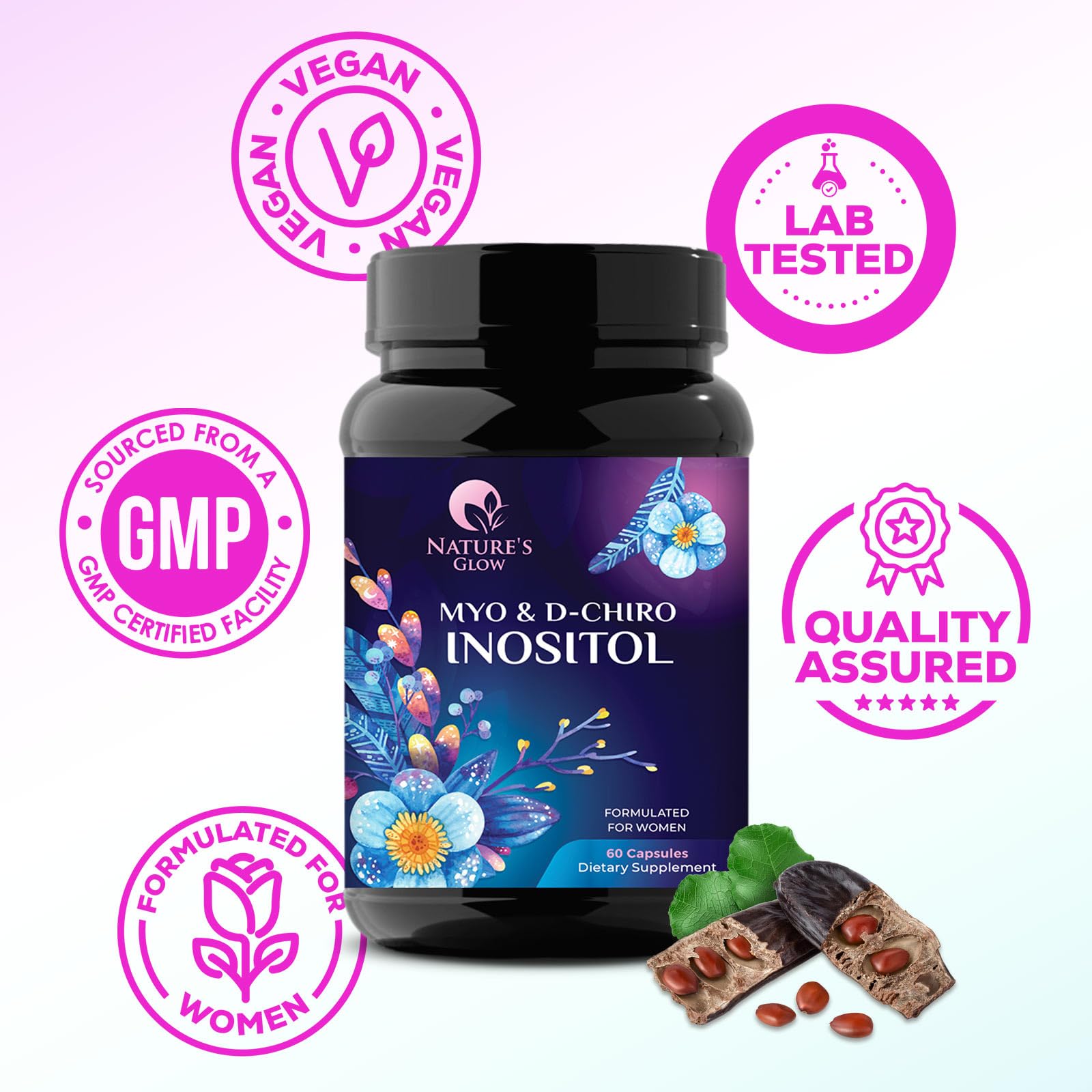 Myo-Inositol & D-Chiro Inositol Blend - 30 Day Supply, Premium 40:1 Ratio, Hormone Sup Nature's Glow Au supplements