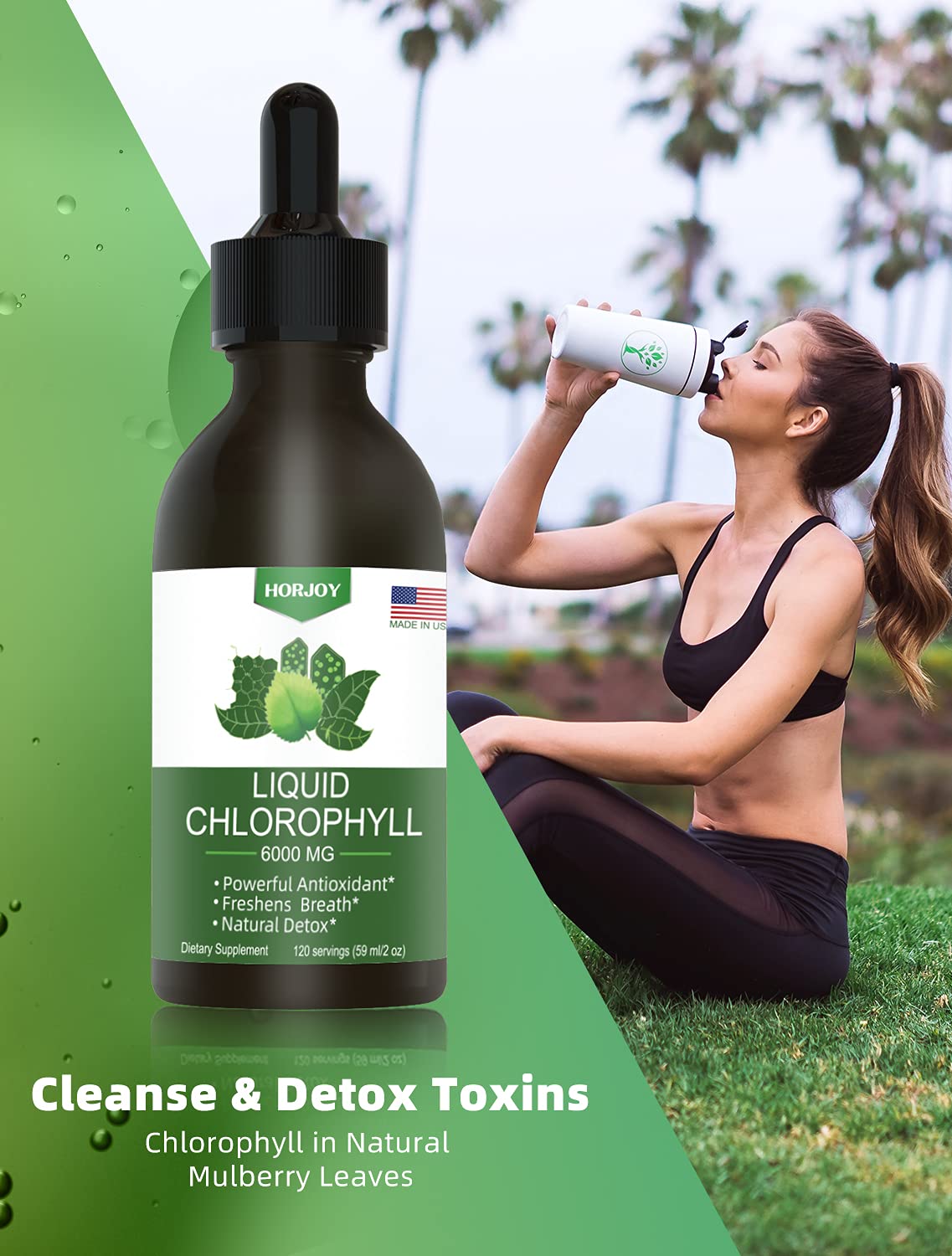 Chlorophyll Liquid Drops - 100% Natural Energy Booster and Immune Support - Internal Horjoy Au supplements