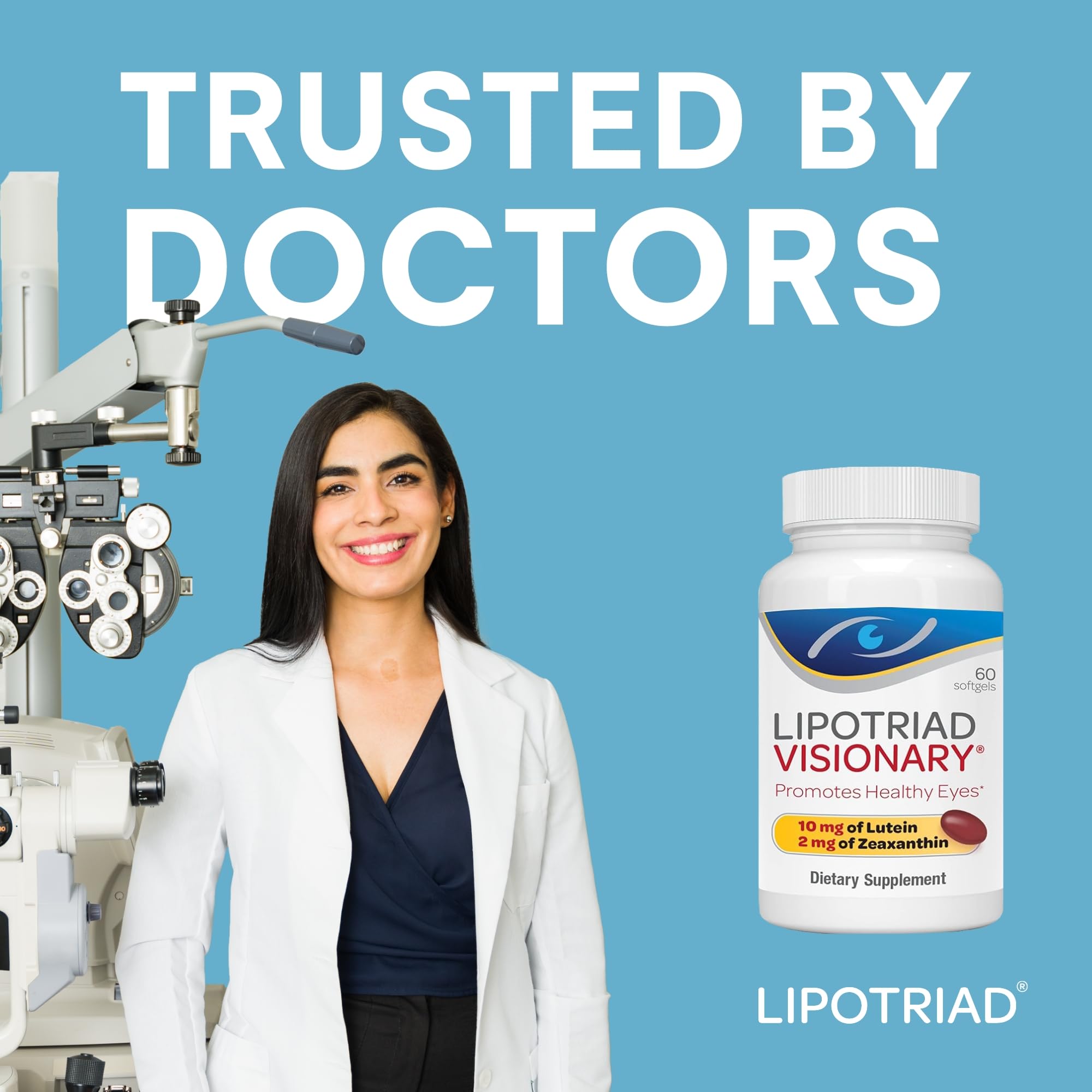 Lipotriad Visionary Eye Vitamins – 60 Capsules – Lutein and Zeaxanthin Supplements with Other AREDS 2® Ingredients to Support Eye Health Lipotriad Au supplements