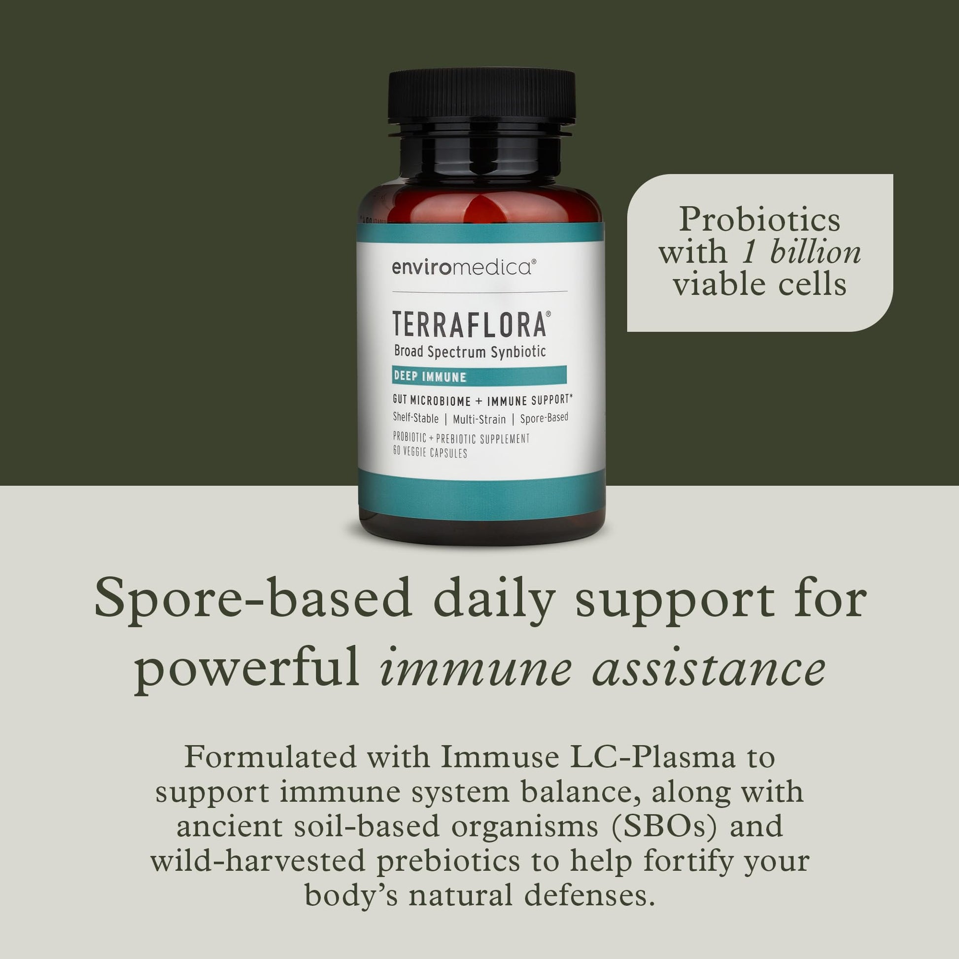 Terraflora Deep Immune Synbiotic- SBO Probiotic and Prebiotic, Immune Support, Gut Health, Soil Based Spore Pre and Probiotics for Women and Men, LC-Plasma, Bacillus Coagulans, Subtilis, 60 Capsules Enviromedica Au supplements