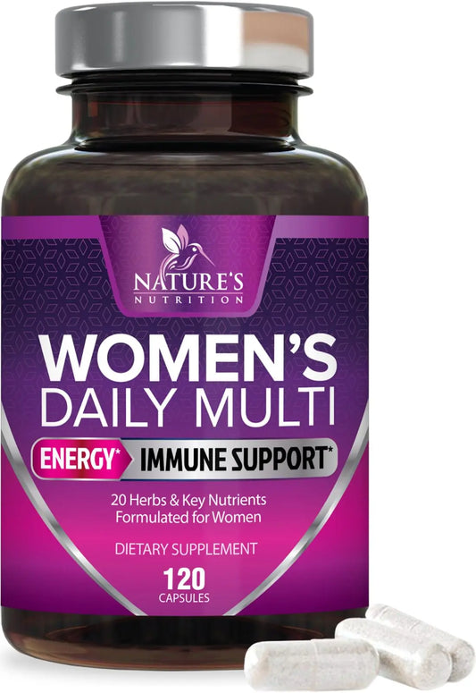 Multivitamin for Women - with Vitamins A, C, D, E, B6, B12, Zinc, Calcium & Magnesium, Womens Daily Multi Vitamin Multimineral Supplement for Bone Health, Energy & Immune Support - 120 Capsules Nature's NutritionAU supplements