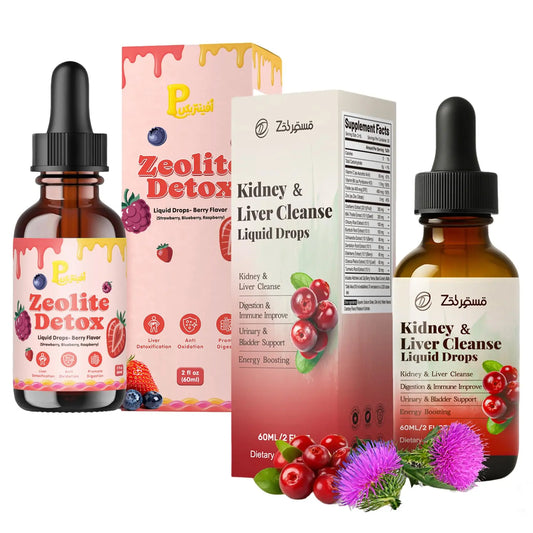 Zeolite Detox Drops for Kids & Kidney Cleanse Drops for Adults - Liquid Supplement Duo with Vitamins C B12 D3, Cranberry, Chanca Piedra, Milk Thistle & Herbal Blend - Mixed Berry & Cranberry Flavor, 6 Pavintrixnz supplements