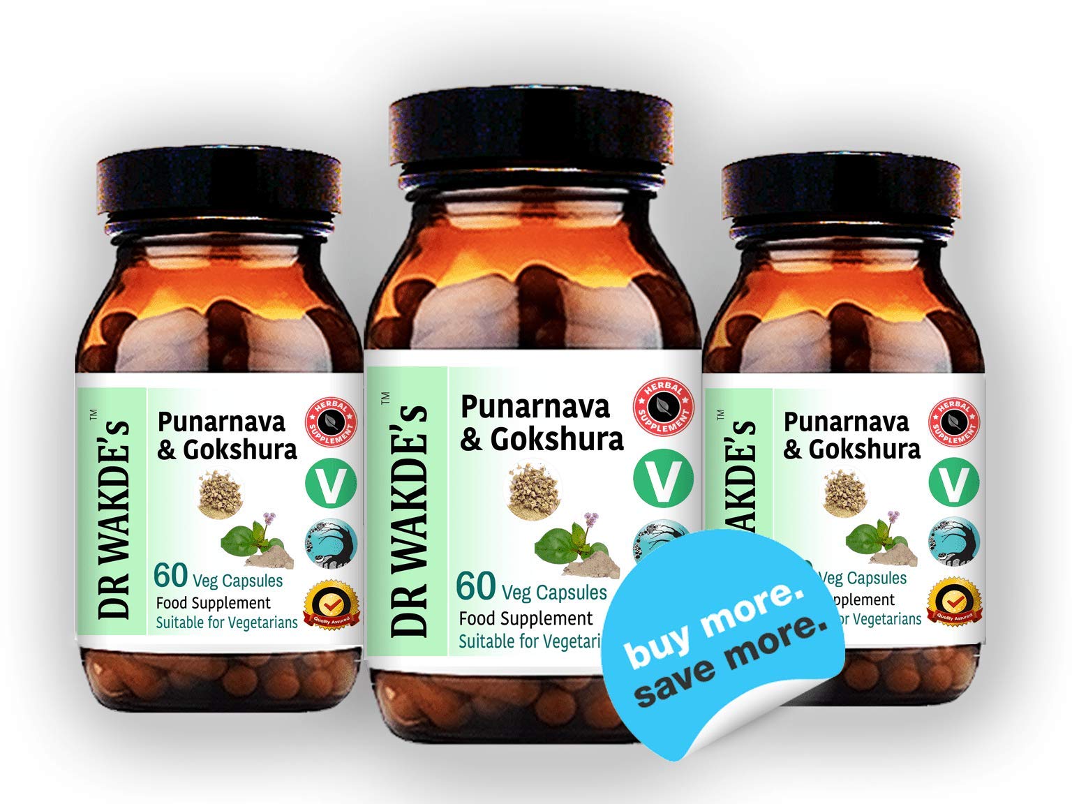 DR WAKDE's Punarnava & Gokshura Capsules (60 Veg Caps, Promotes Healthy Urinary Flush, Ayurvedic Supplement, Vegan, Herbal, All Natural, Made in UK) DR WAKDE's Au supplements