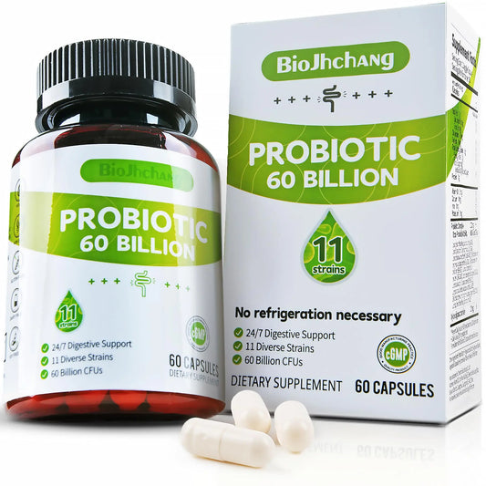 BioJhchang Probiotics Supplements 60 Billion CFUs 11 Diverse Strains Natural Prebiotics for Immune, Digestive Gut Health Supports Occasional Constipation Diarrhea Gas Bloating for Women & Men BioJhchangAU supplements