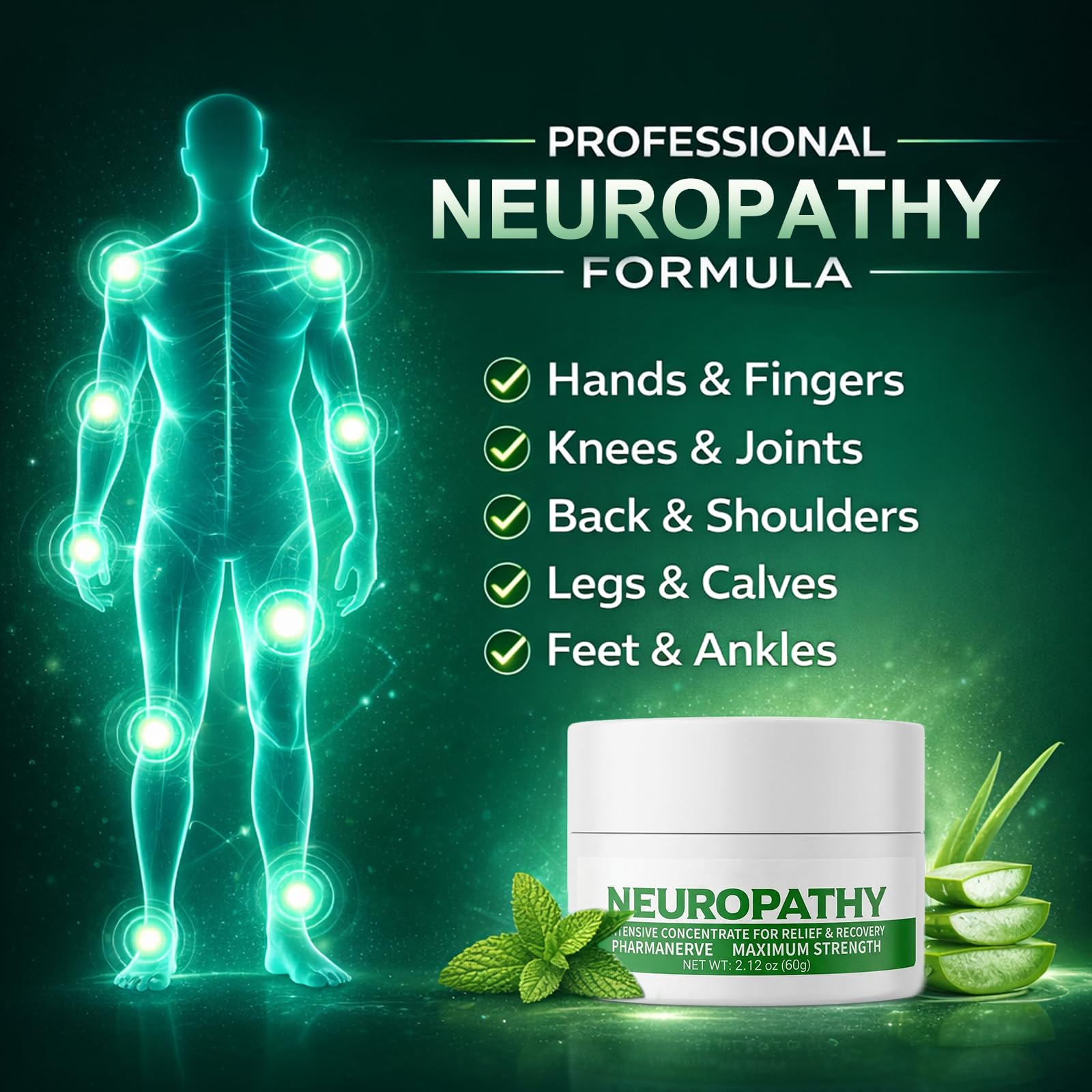 Neuropathy Pain Relief for Feet & Legs, Plant-Based Neuropathy Cream with Arnica, MSM & Vitamin B6 Soothing Formula, Fast-Acting Nerve Pain Relief Cream, Fast-Absorbing,Non-Greasy Daily Support-2.12OZ QQBBMZZ Au supplements