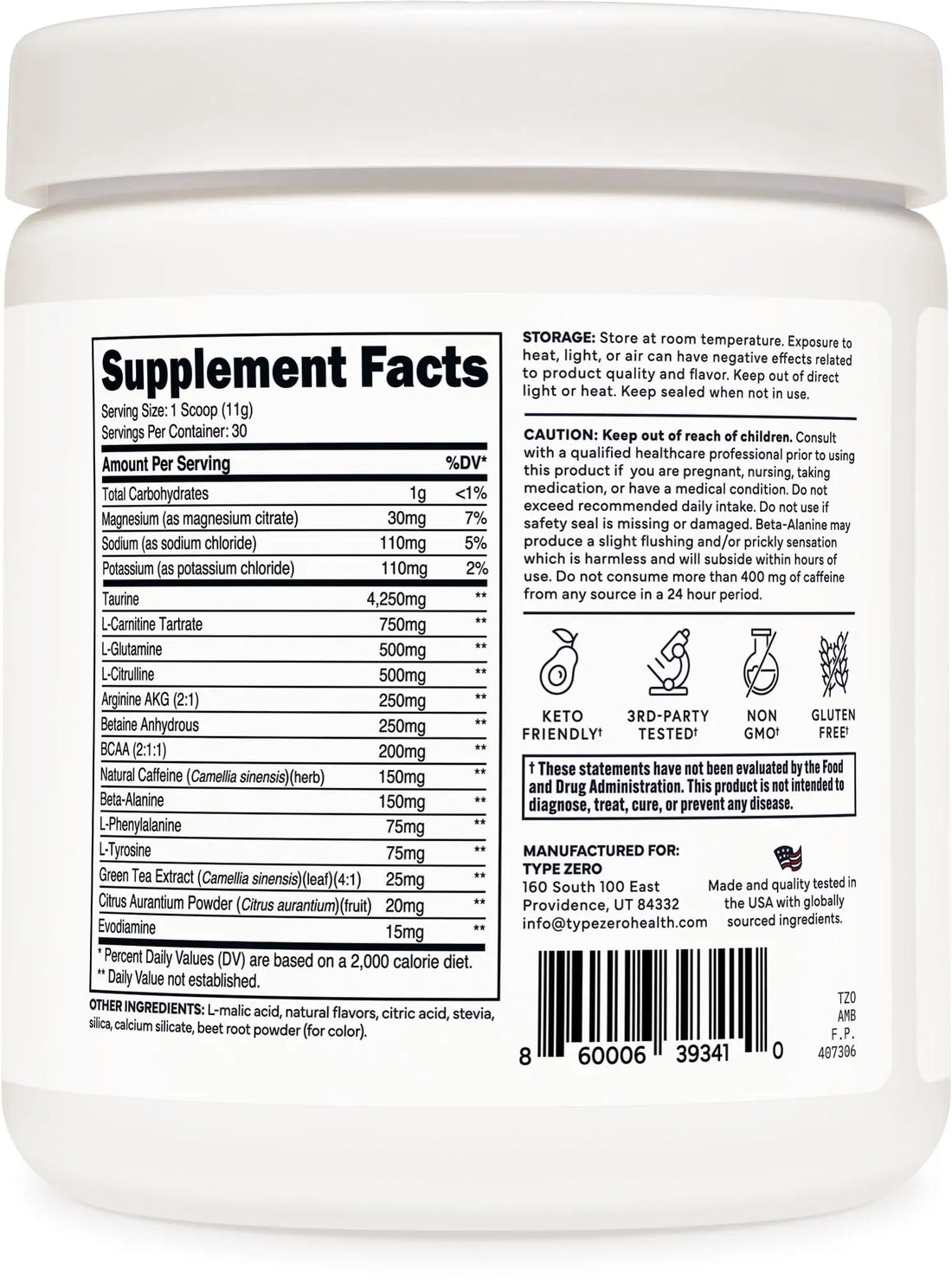 Type Zero AminoBurn (Watermelon Flavored) - Vegan Amino Acids BCAA Drink Sugar-Free Energy Drink Powder & Amino Acids Supplement - Natural Energy Type Zero Au supplements
