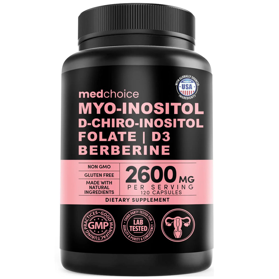 14-in-1 Women’s Inositol Complex Supplement – 40:1 Myo & D-Chiro Inositol with Folate, Vitamin D3, Zinc, Magnesium & Botanicals for Hormone MEDCHOICE uk supplements
